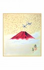 SHIKISHI Aironi con Akafuji  dipinto a mano cm. 24x27 -S53