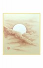 SHIKISHI Luna e nuvole dipinto a mano  cm. 24x27 -S02