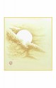 SHIKISHI Luna e nuvole dipinto a mano  cm. 24x27 -S05