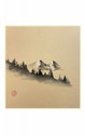 SHIKISHI Paesaggio montano dipinto  a mano  cm. 24x27 -S31
