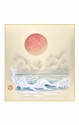 SHIKISHI Sole rosso sul mare dipinto a mano cm. 24x27 -S37
