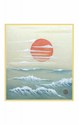 SHIKISHI Sole rosso sul mare dipinto a mano cm. 24x27 -S43