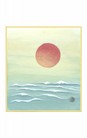 SHIKISHI Sole rosso sul mare dipinto a mano cm. 24x27 -S44