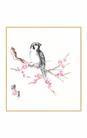 SHIKISHI Passero su sakura  dipinto a mano cm. 24x27 -S57
