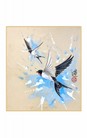 SHIKISHI Coppia di rondini dipinte a mano cm. 24x27 -S36