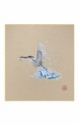 SHIKISHI Martin pescatore dipinto  a mano  cm. 24x27 -S29
