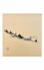 SHIKISHI Paesaggio montano dipinto  a mano  cm. 24x27 -S32