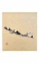 SHIKISHI Paesaggio montano dipinto  a mano  cm. 24x27 -S32
