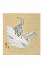 SHIKISHI Stambecco dipinto a mano cm. 24x27 -S50